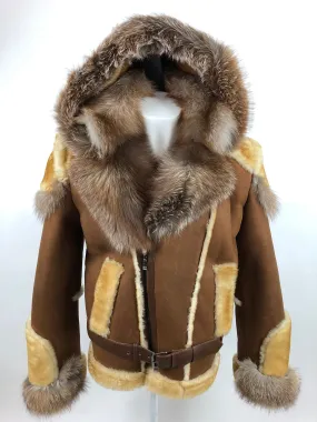 Mens Andre Shearling Biker With Fox