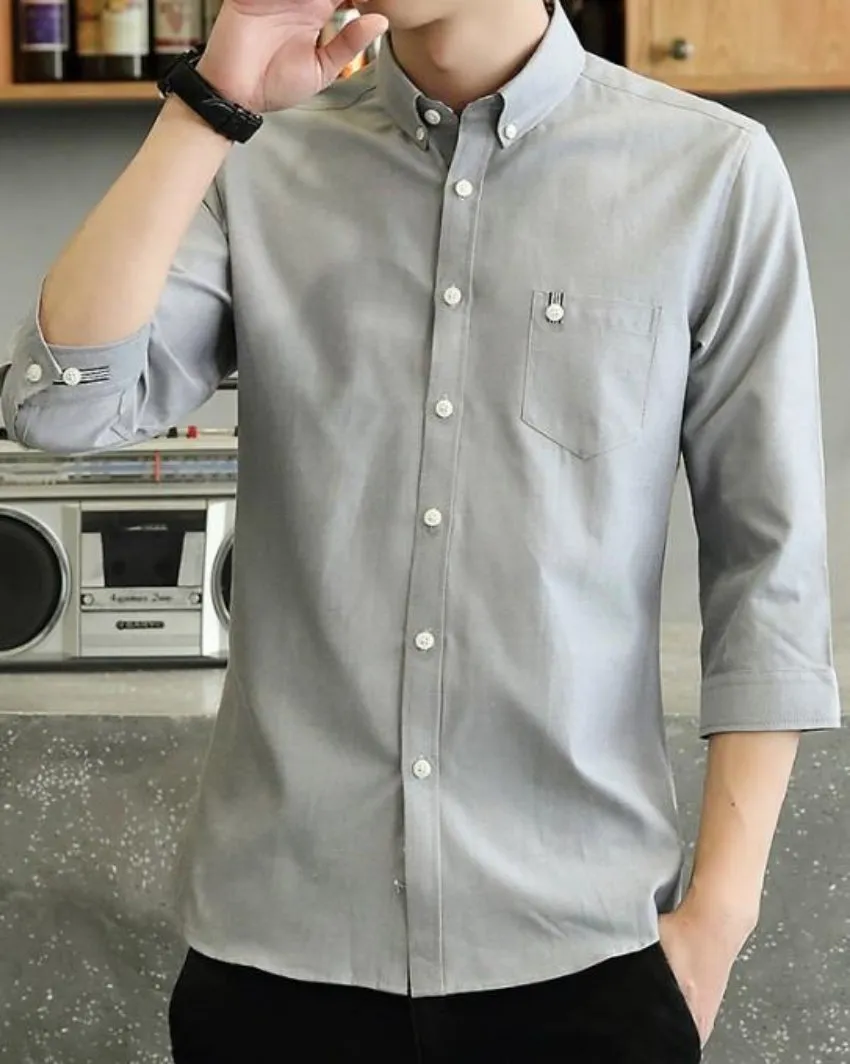Mens Quarter Sleeve Slim Fit Button Front Shirt