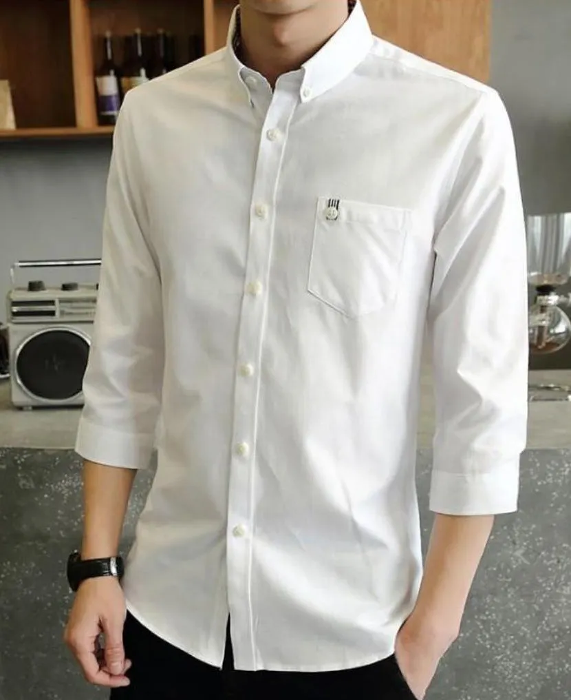 Mens Quarter Sleeve Slim Fit Button Front Shirt