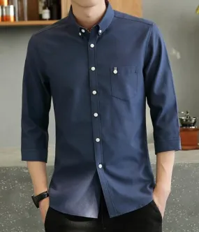 Mens Quarter Sleeve Slim Fit Button Front Shirt