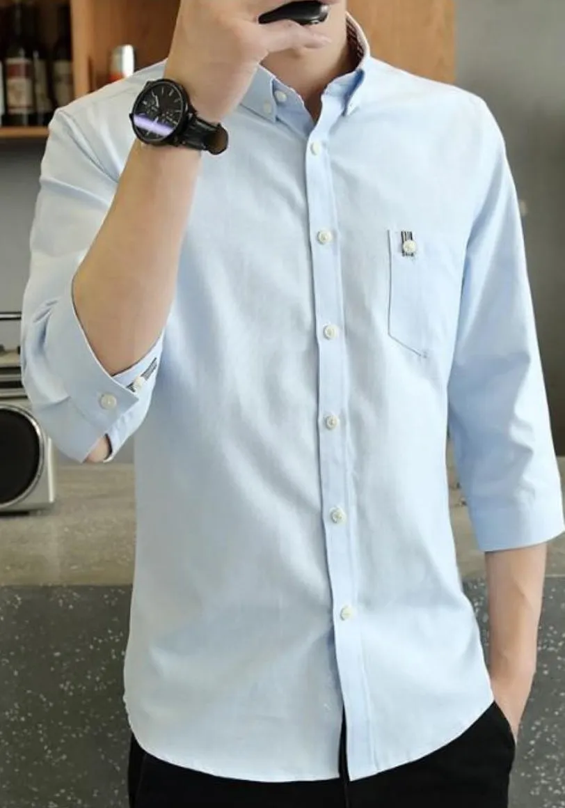 Mens Quarter Sleeve Slim Fit Button Front Shirt