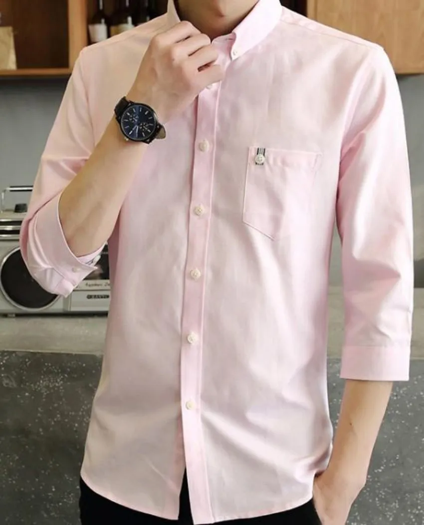 Mens Quarter Sleeve Slim Fit Button Front Shirt