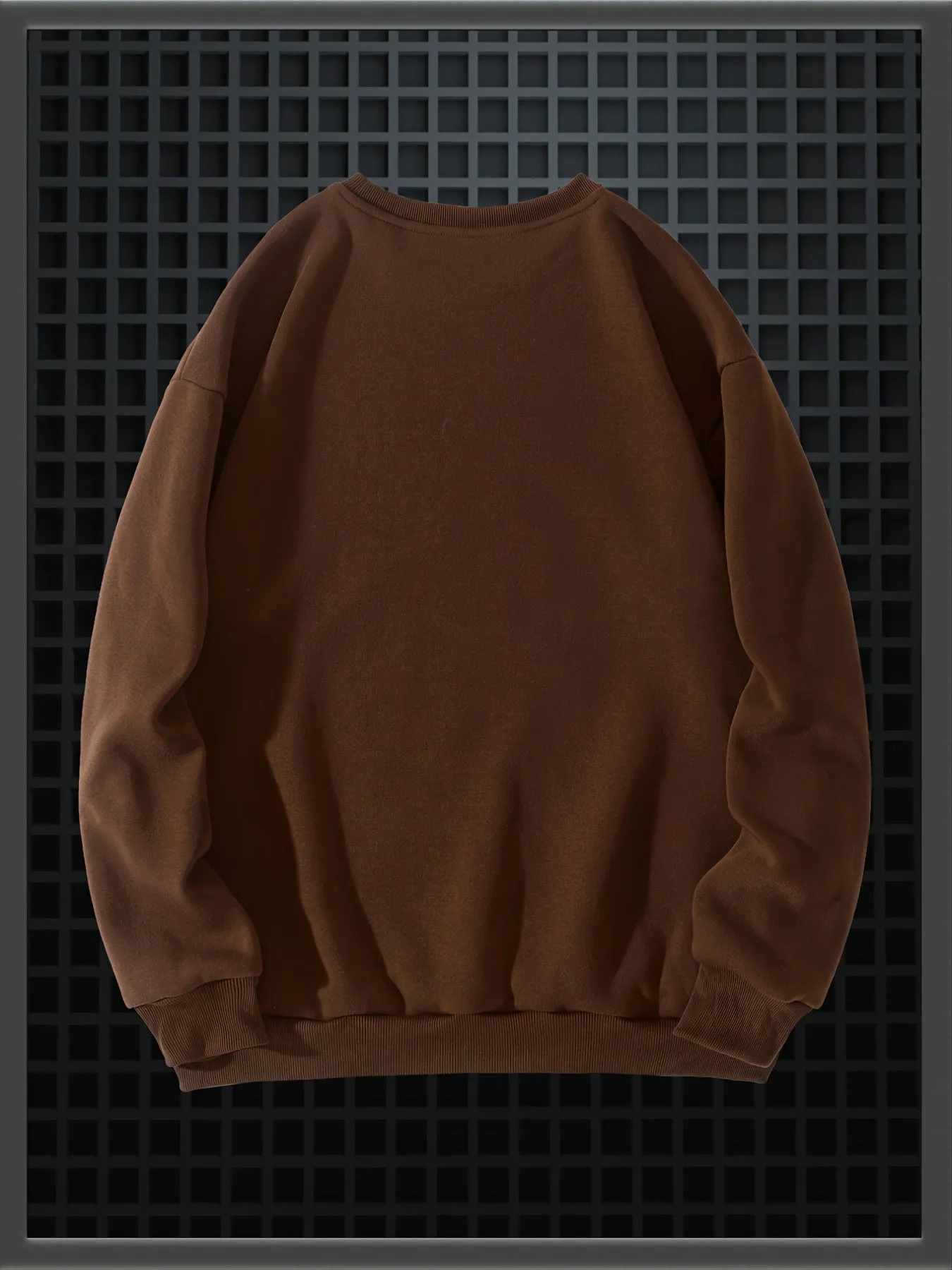 Men's Solid Fleece Crew Neck Pullover Long Sleeves Polyester Casual Trendy Sweatshirt