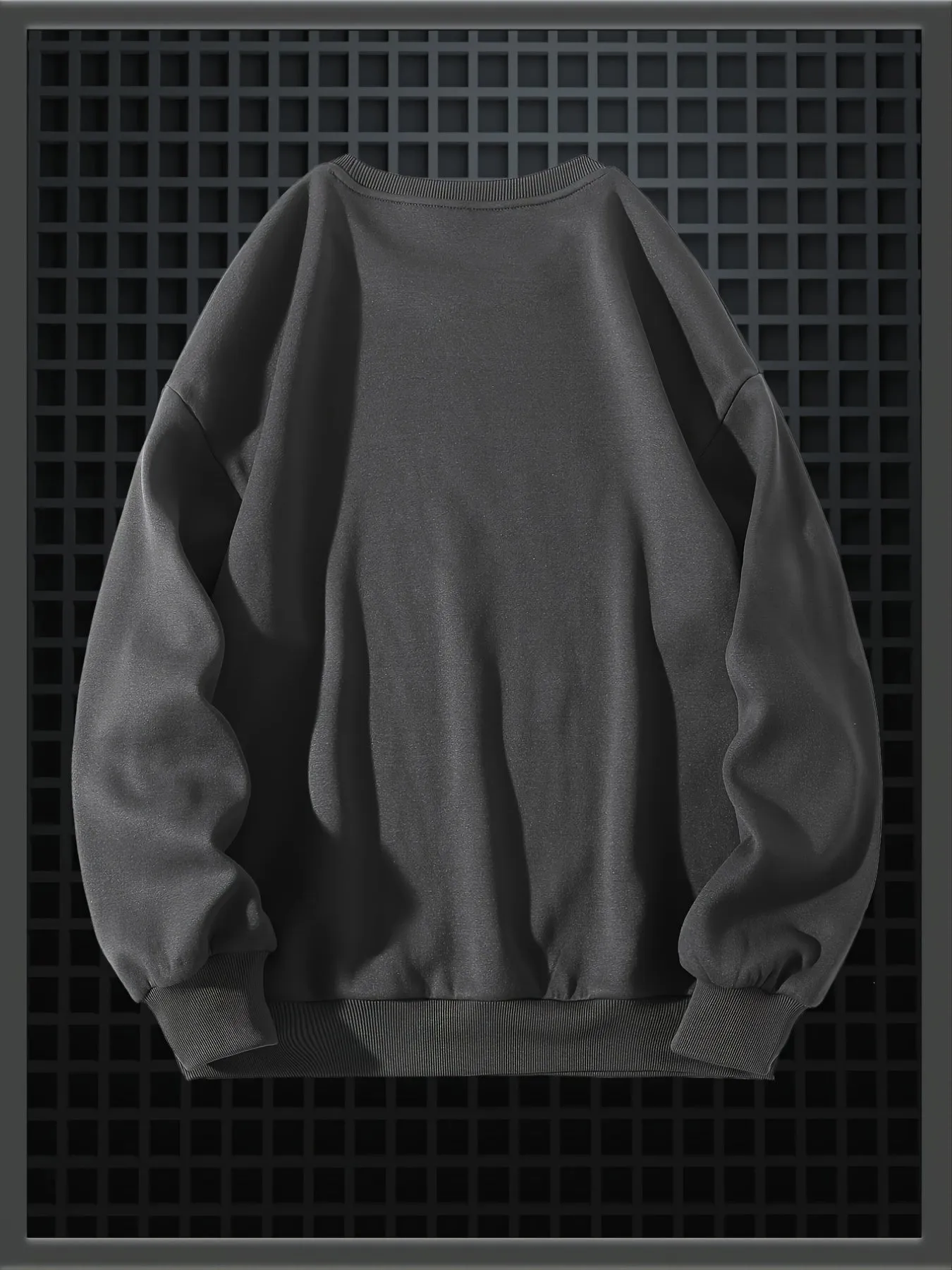 Men's Solid Fleece Crew Neck Pullover Long Sleeves Polyester Casual Trendy Sweatshirt