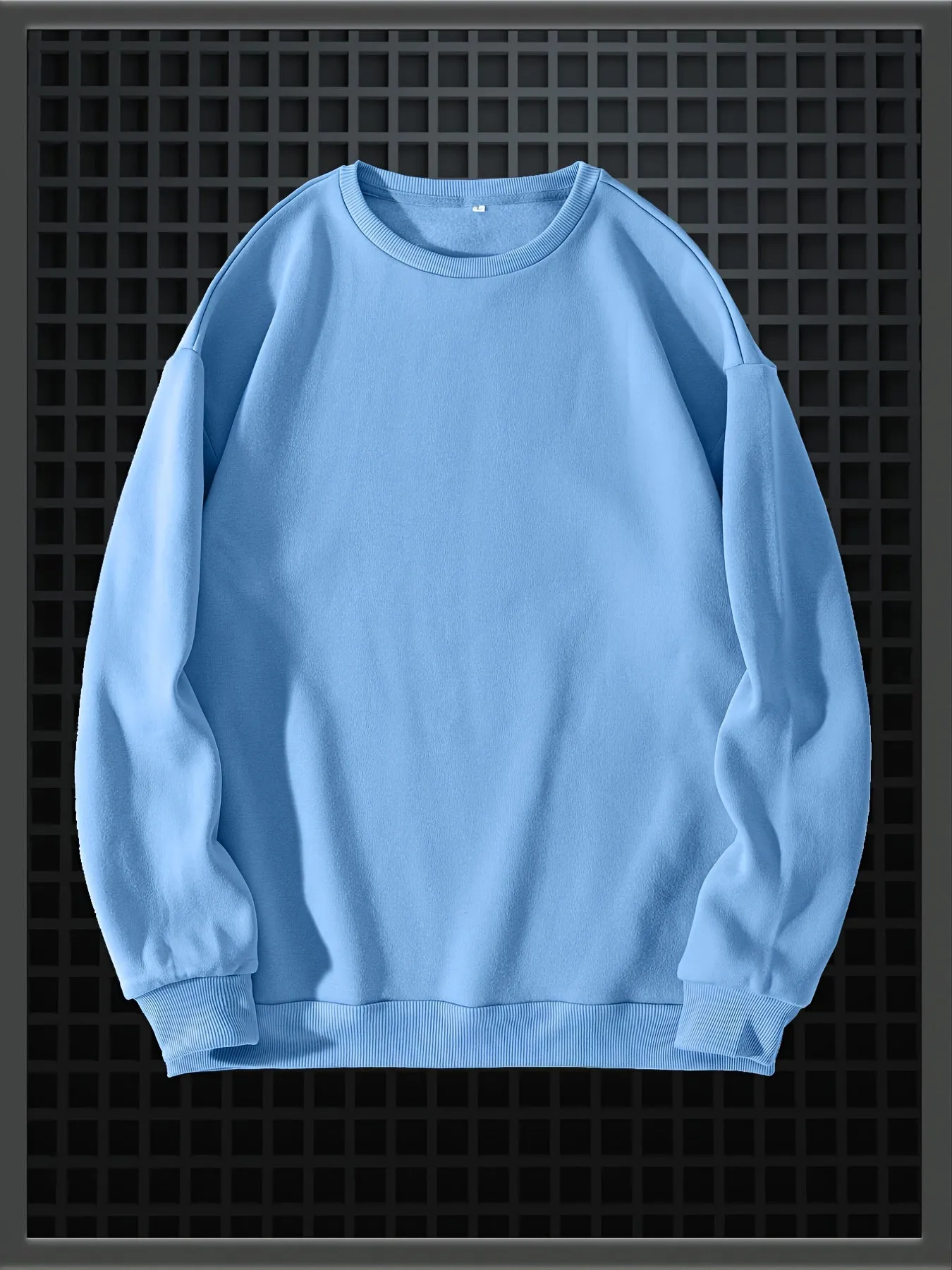 Men's Solid Fleece Crew Neck Pullover Long Sleeves Polyester Casual Trendy Sweatshirt