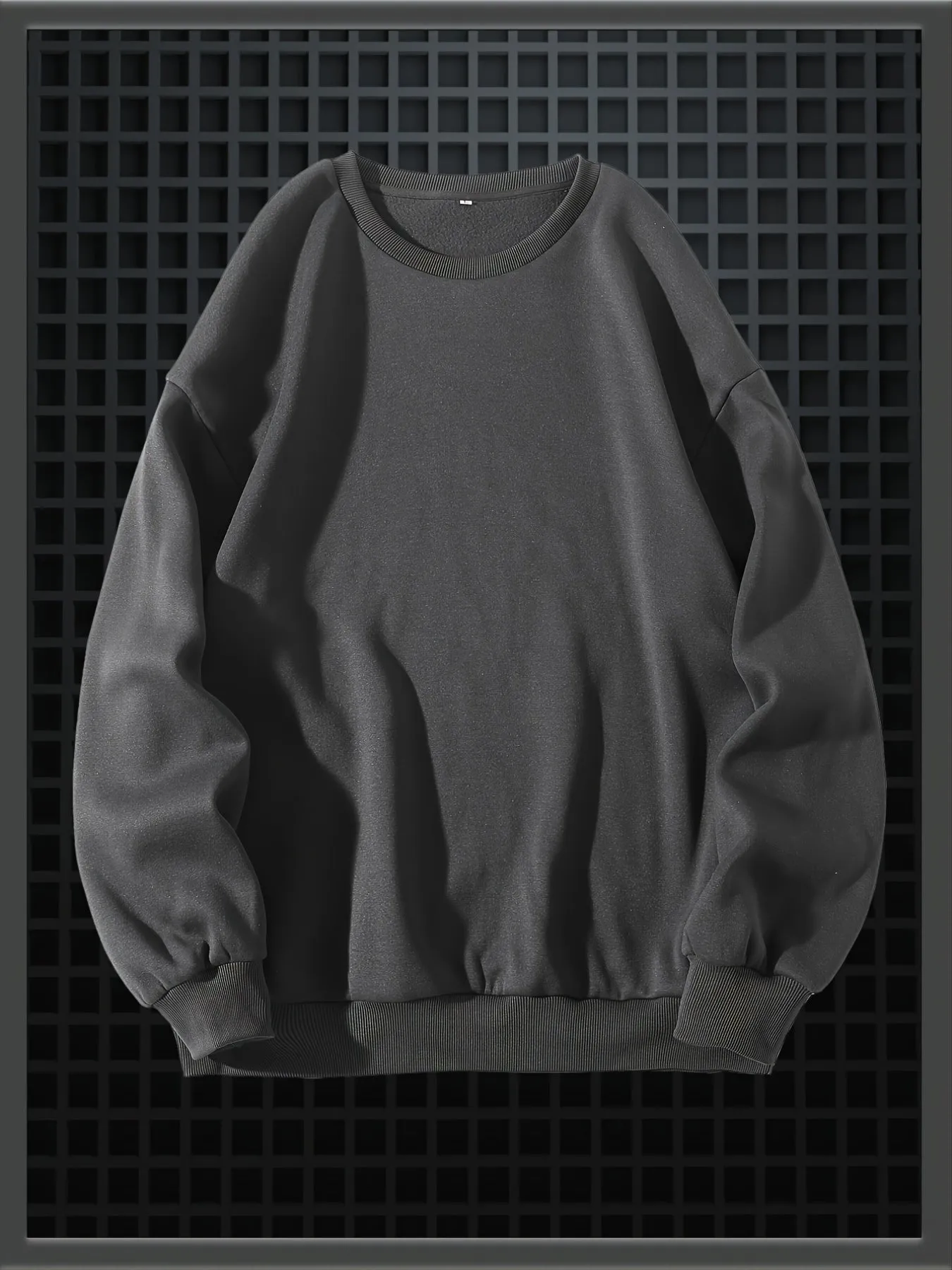 Men's Solid Fleece Crew Neck Pullover Long Sleeves Polyester Casual Trendy Sweatshirt
