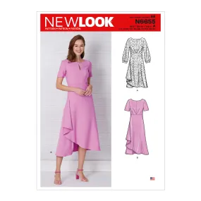 New Look Sewing Pattern N6655 - Misses' Dress In Two Lengths With Sleeve Variations