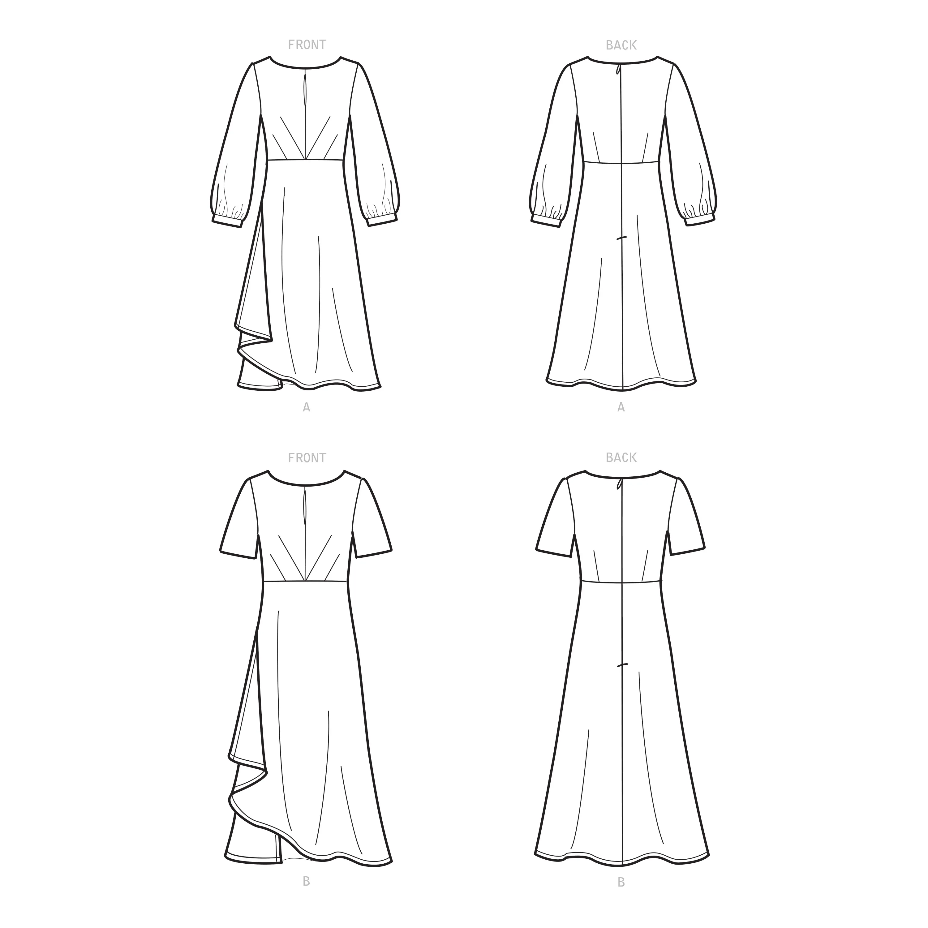 New Look Sewing Pattern N6655 - Misses' Dress In Two Lengths With Sleeve Variations