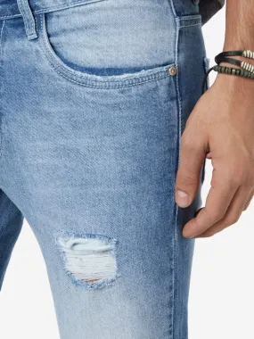 Nuon Blue Distressed Carrot-Fit Rodeo Jeans
