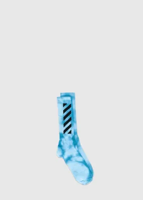 OFF-WHITE: TIE DYE DIAG SOCKS [BLUE]