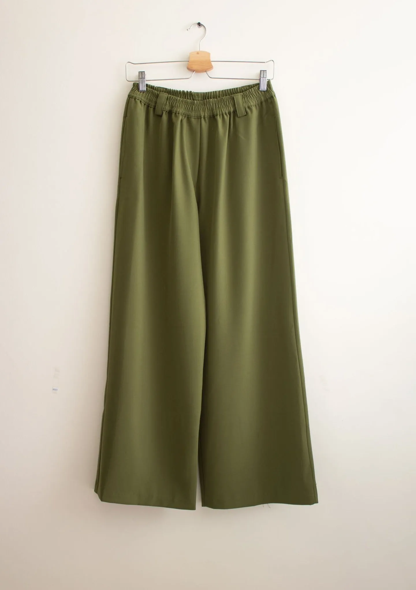 Olive Banded Wide Leg Pants
