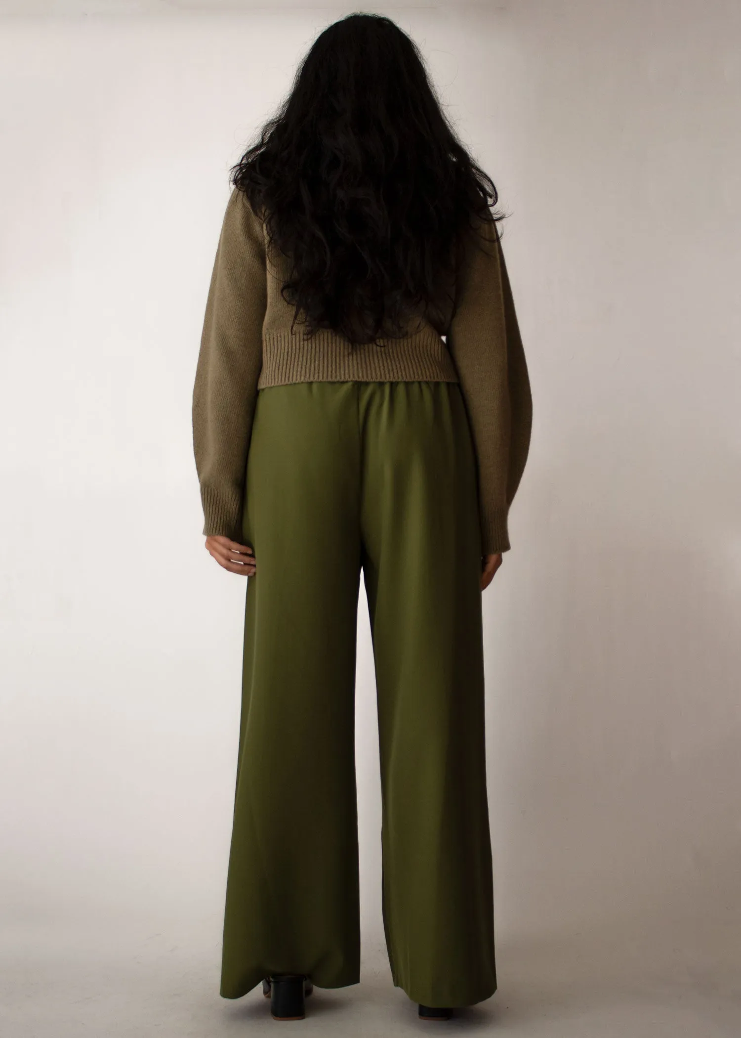 Olive Banded Wide Leg Pants