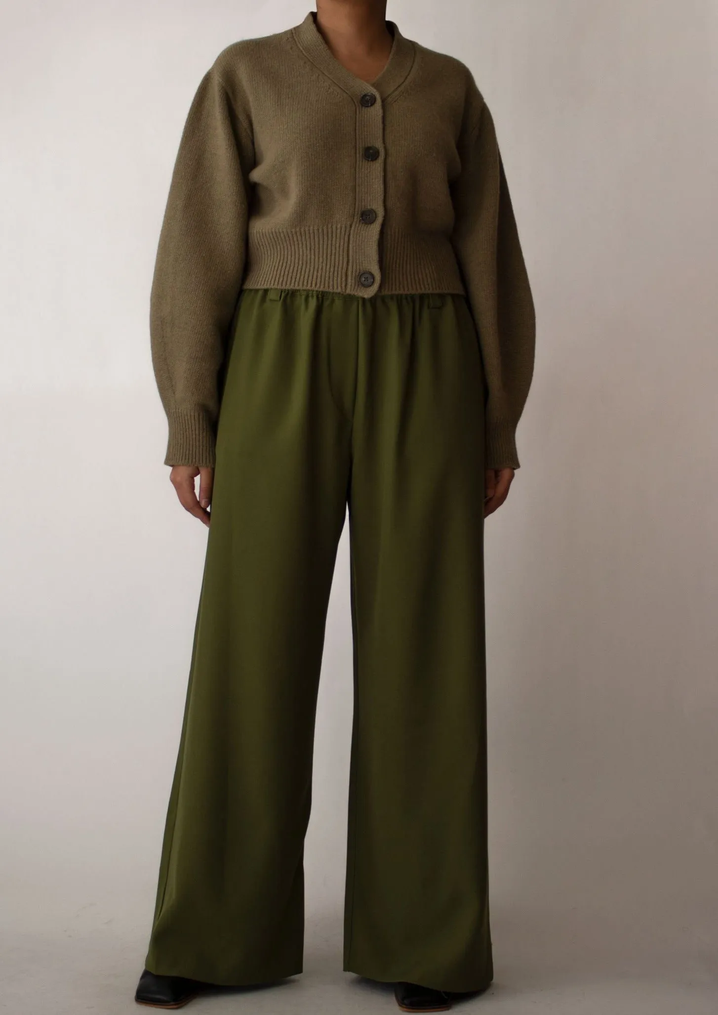 Olive Banded Wide Leg Pants