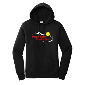 Park City Pickleball Club (Red Words) Customizable | Women’s Fitted Hoodie Pickleball Sweatshirt | 50% Cotton 50% Poly Fleece