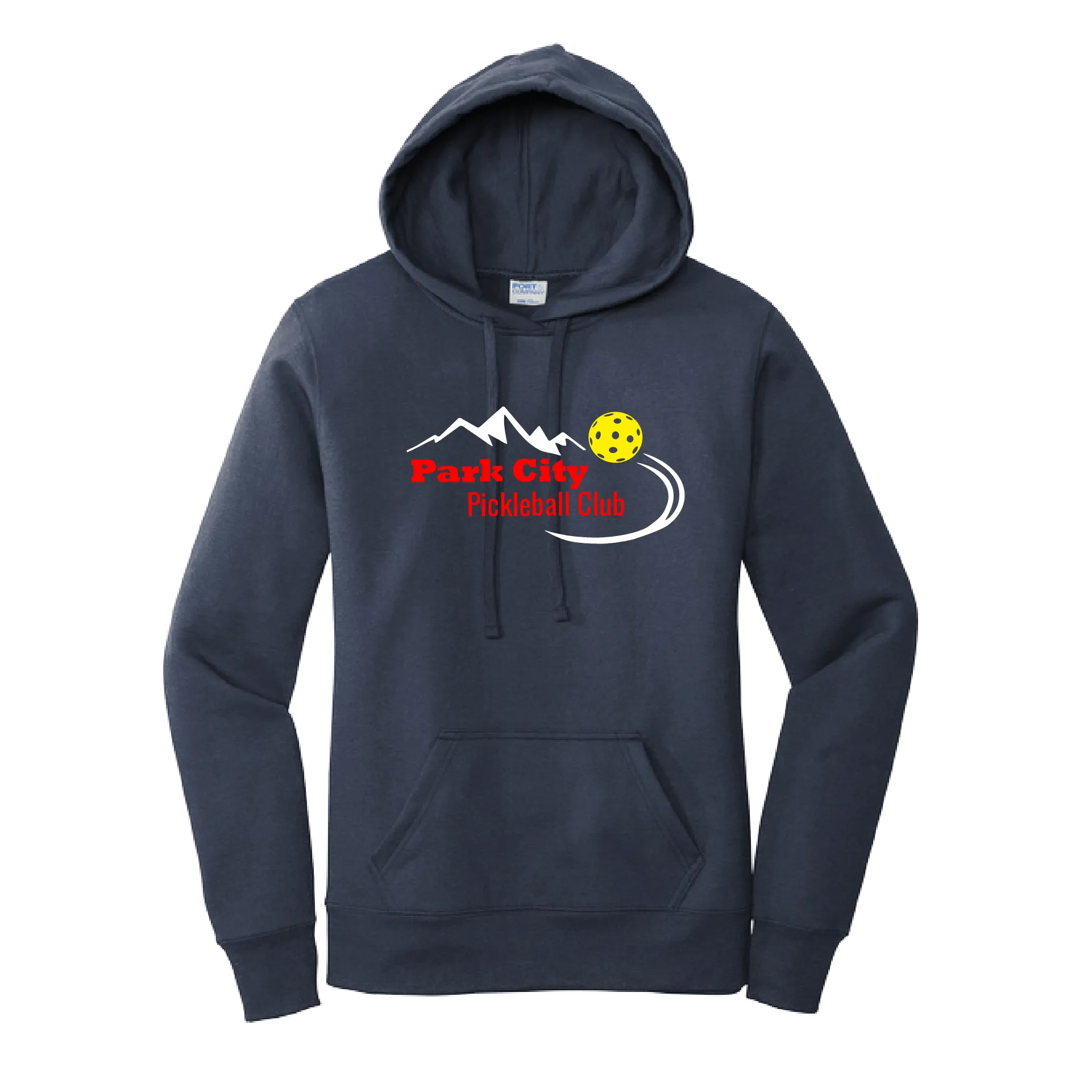 Park City Pickleball Club (Red Words) Customizable | Women’s Fitted Hoodie Pickleball Sweatshirt | 50% Cotton 50% Poly Fleece