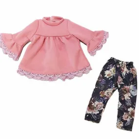 Pink Top & Floral Leggings For 18 inch Dolls