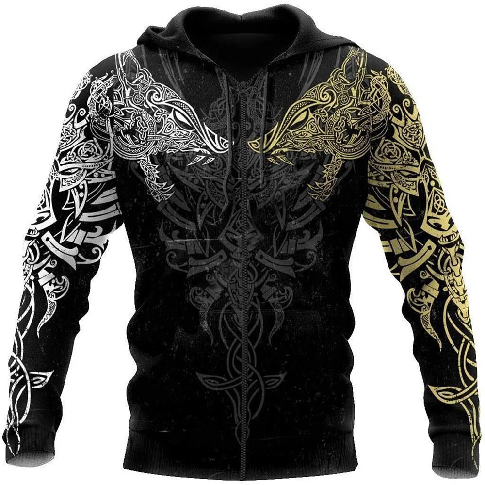 Printed Sports Men's Casual Pullover Zipper Sweater