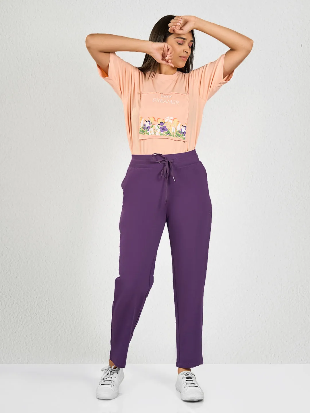 Purple Solid BB Track Pant