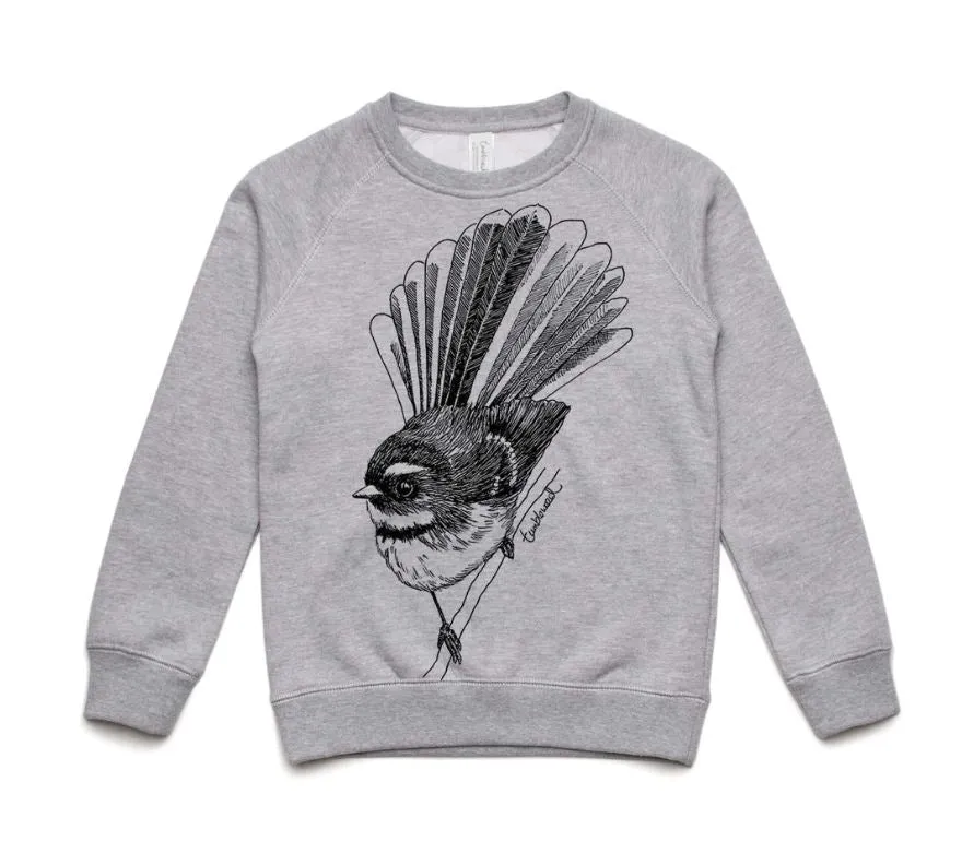 Pīwakawaka (Grey Marle) Sweatshirt (4 & 10 years)
