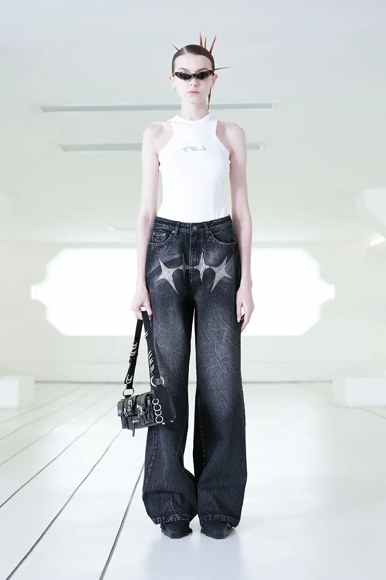 Star-shaped hot fix jeans