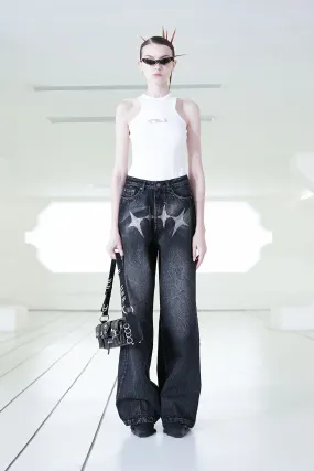 Star-shaped hot fix jeans