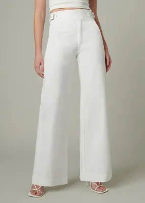 Wide Leg Sailor Pant with Double Buckle Detail