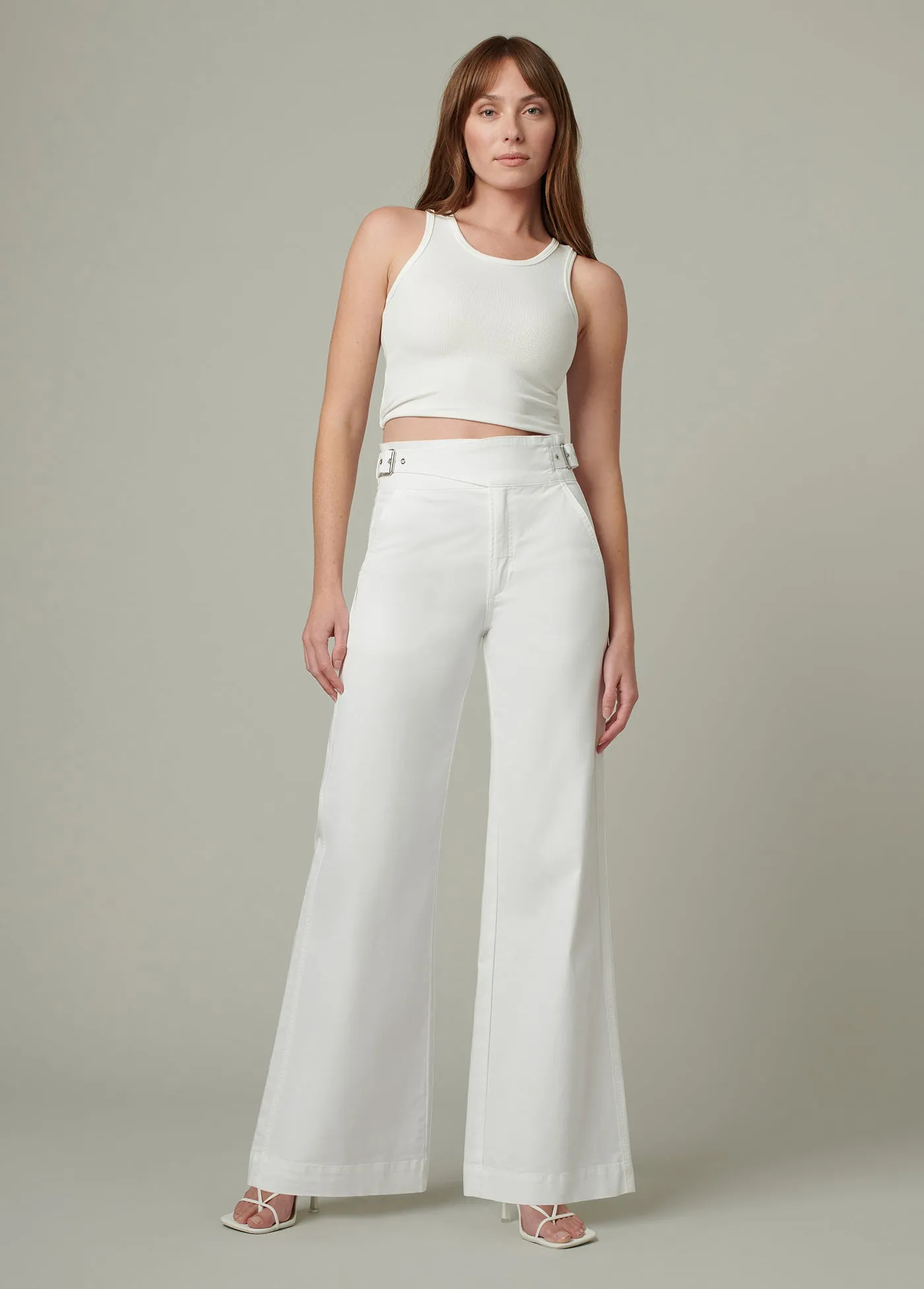 Wide Leg Sailor Pant with Double Buckle Detail