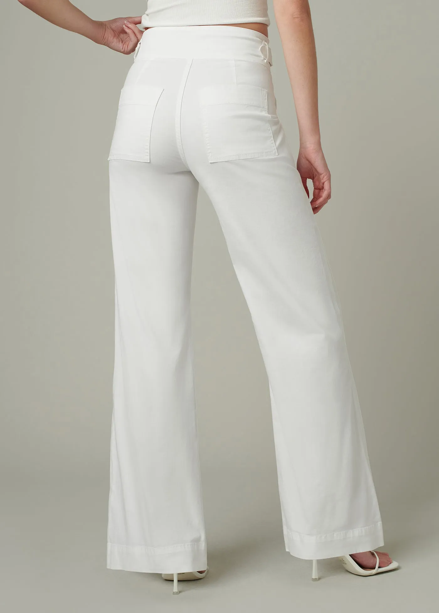 Wide Leg Sailor Pant with Double Buckle Detail