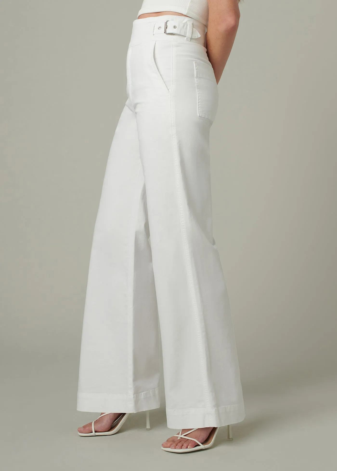 Wide Leg Sailor Pant with Double Buckle Detail