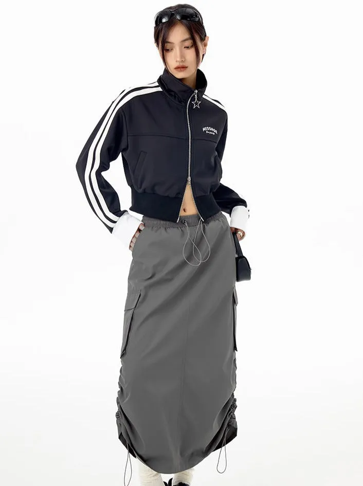 Top Zipper Mode Short Logo High Collar