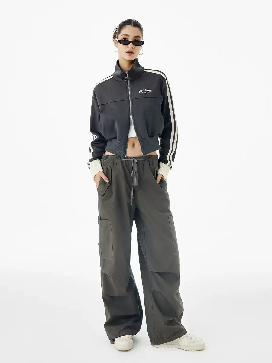 Top Zipper Mode Short Logo High Collar