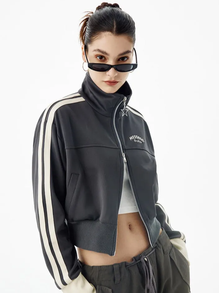 Top Zipper Mode Short Logo High Collar