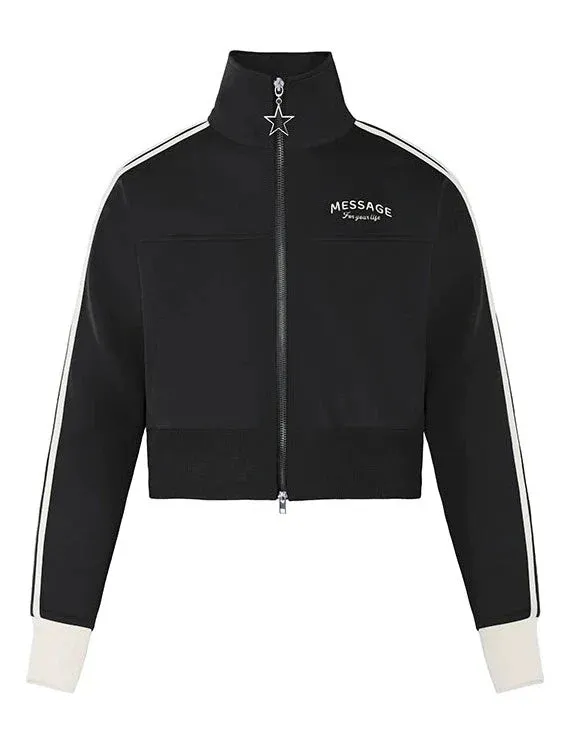 Top Zipper Mode Short Logo High Collar