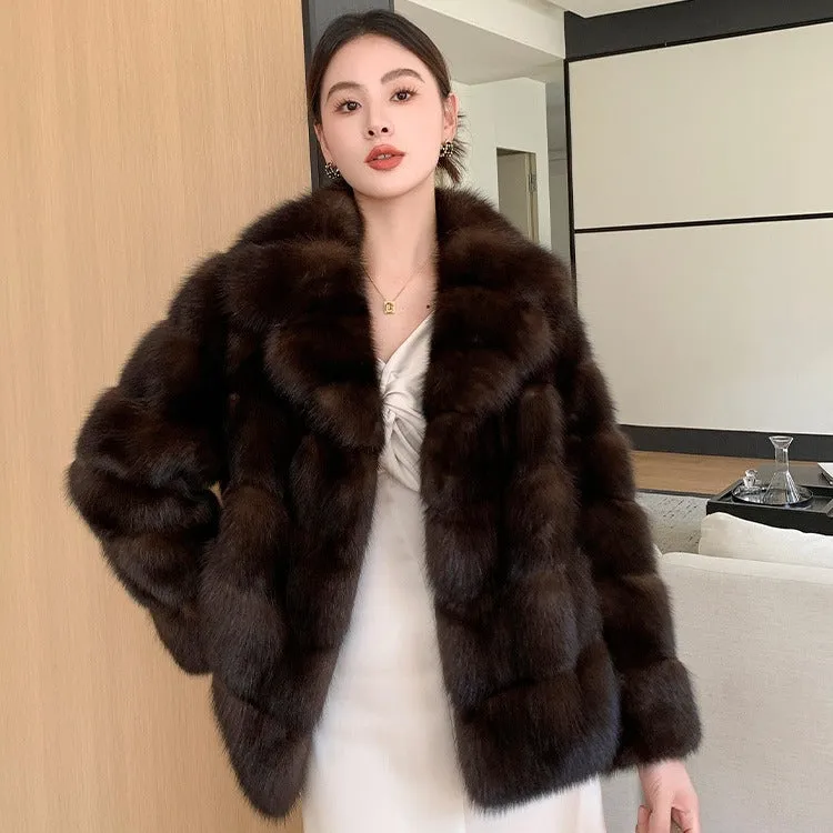 Trend4us Women's Chic Faux Fur Coat