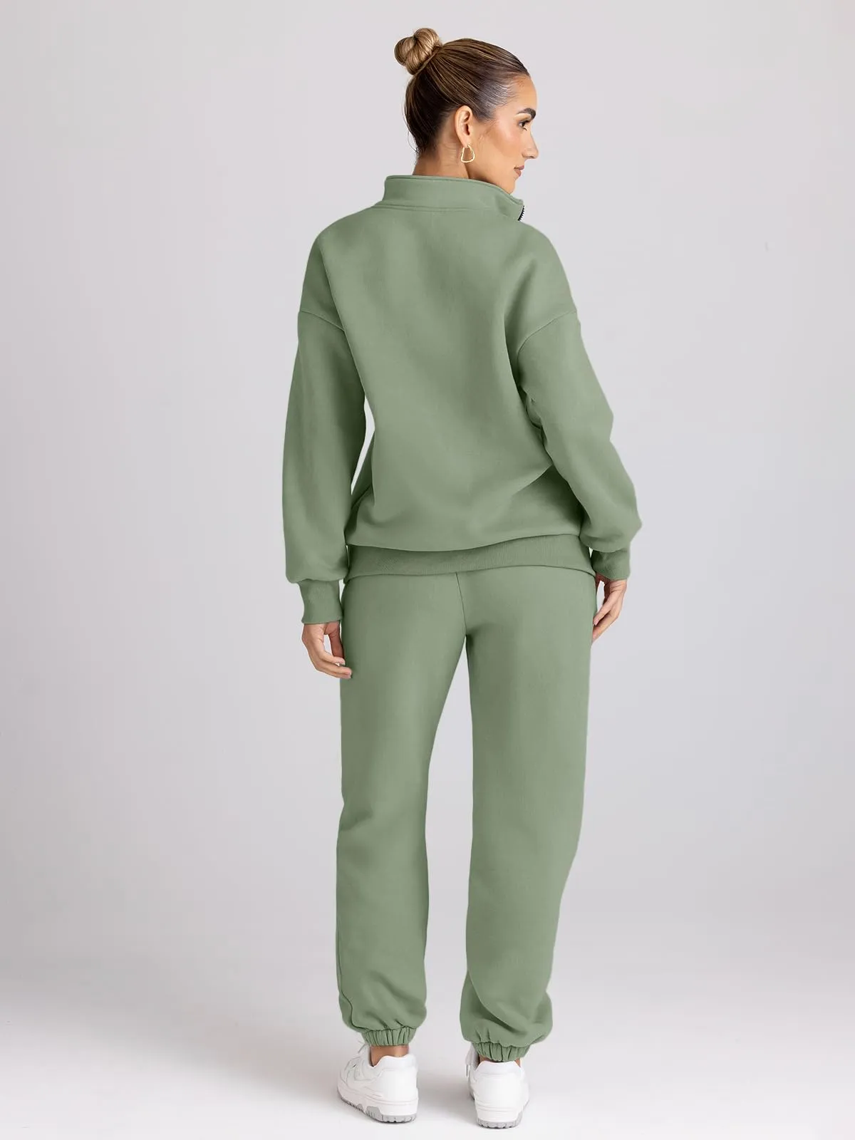 Trendy Queen Womens 2 Piece Outfits Long Sleeve Sweatsuits Sets Half Zip Sweatshirts with Joggers Sweatpants