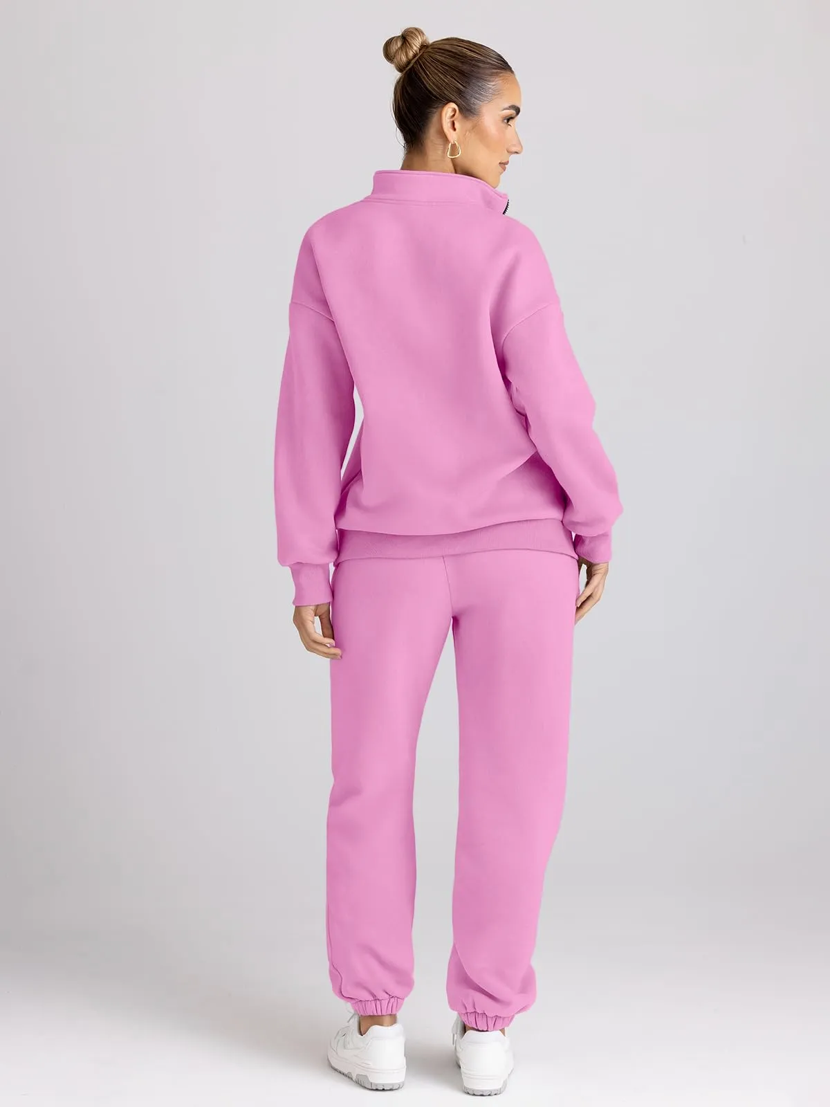 Trendy Queen Womens 2 Piece Outfits Long Sleeve Sweatsuits Sets Half Zip Sweatshirts with Joggers Sweatpants