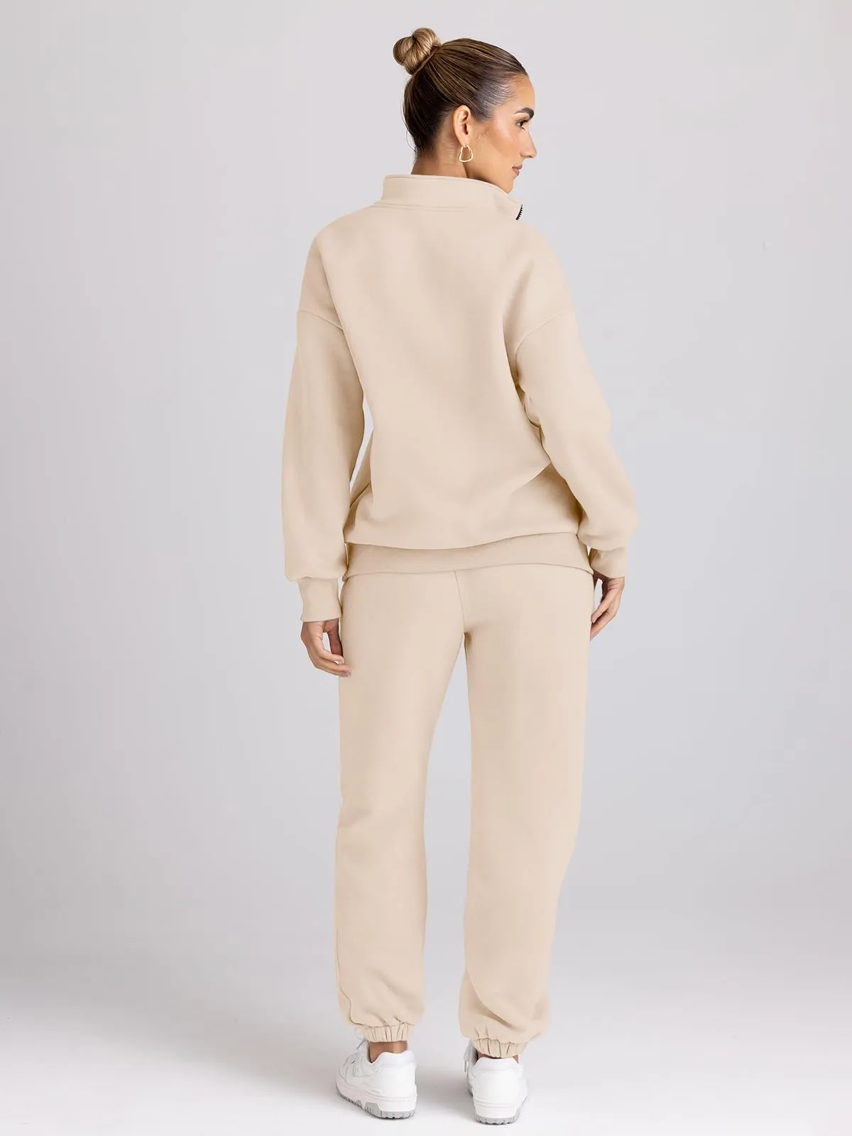 Trendy Queen Womens 2 Piece Outfits Long Sleeve Sweatsuits Sets Half Zip Sweatshirts with Joggers Sweatpants