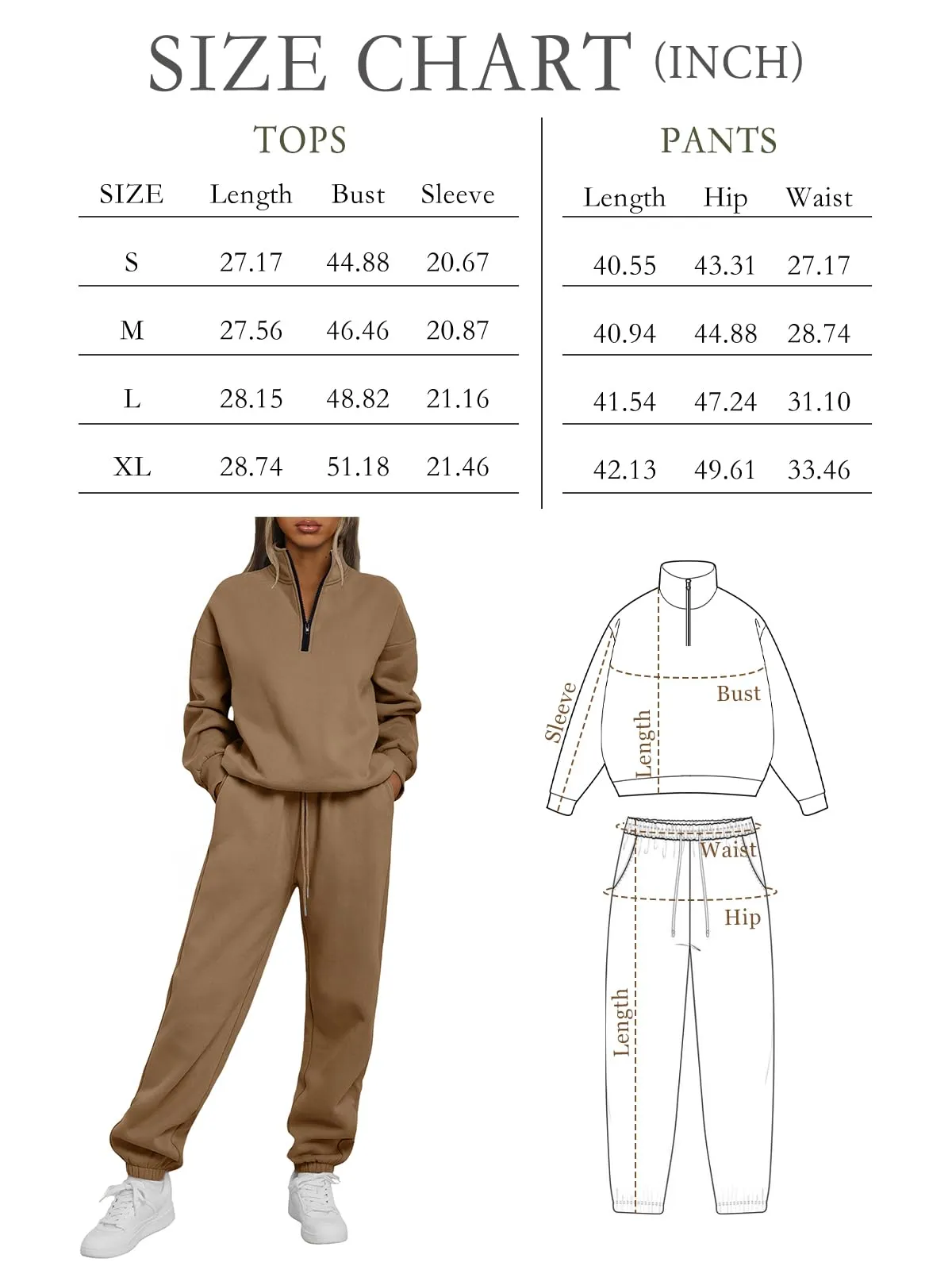 Trendy Queen Womens 2 Piece Outfits Long Sleeve Sweatsuits Sets Half Zip Sweatshirts with Joggers Sweatpants