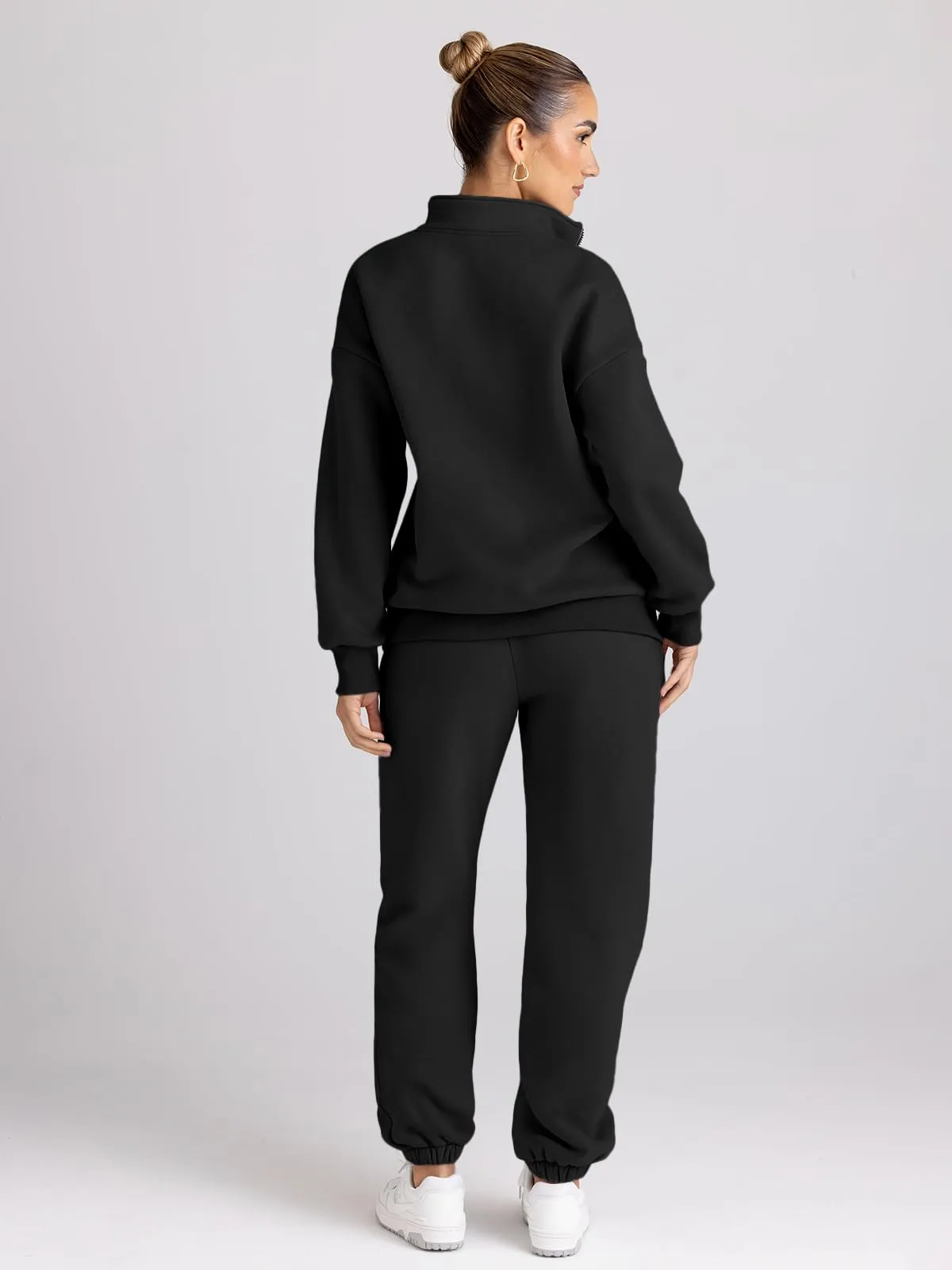 Trendy Queen Womens 2 Piece Outfits Long Sleeve Sweatsuits Sets Half Zip Sweatshirts with Joggers Sweatpants