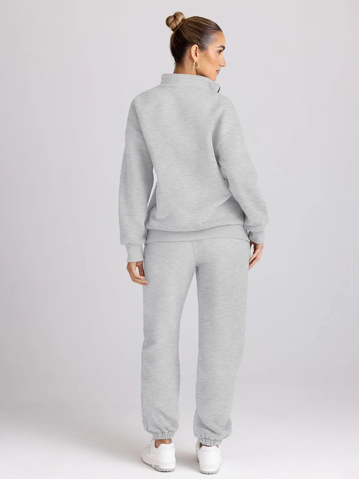 Trendy Queen Womens 2 Piece Outfits Long Sleeve Sweatsuits Sets Half Zip Sweatshirts with Joggers Sweatpants