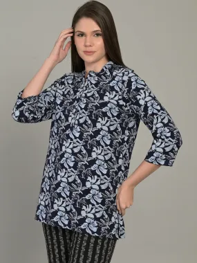 V-Neck Blue LM Short Kurti