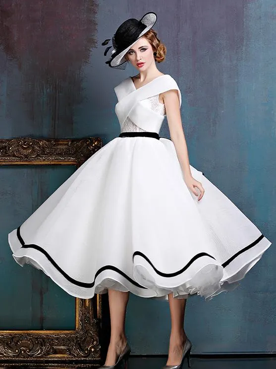 White A Line Homecoming dress Cheap Tulle  Homecoming Dress ER039