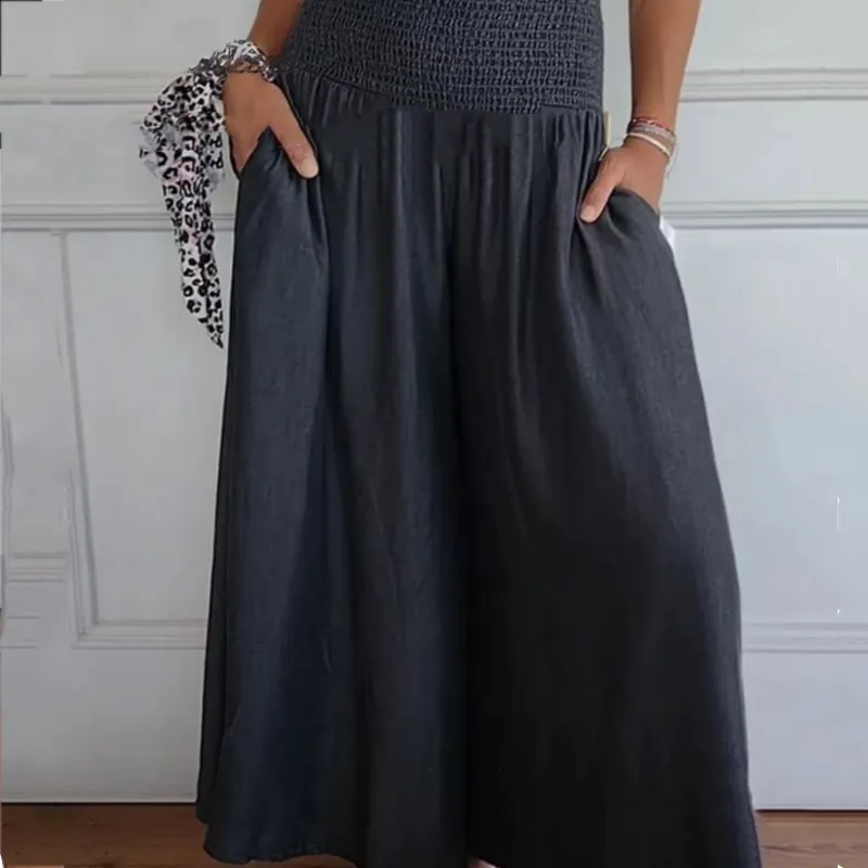 Women's Trendy High Waist Wide Leg Jeans with Pockets